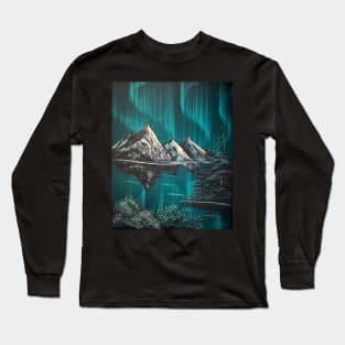 Blue Green Northern Lights Long Sleeve T-Shirt